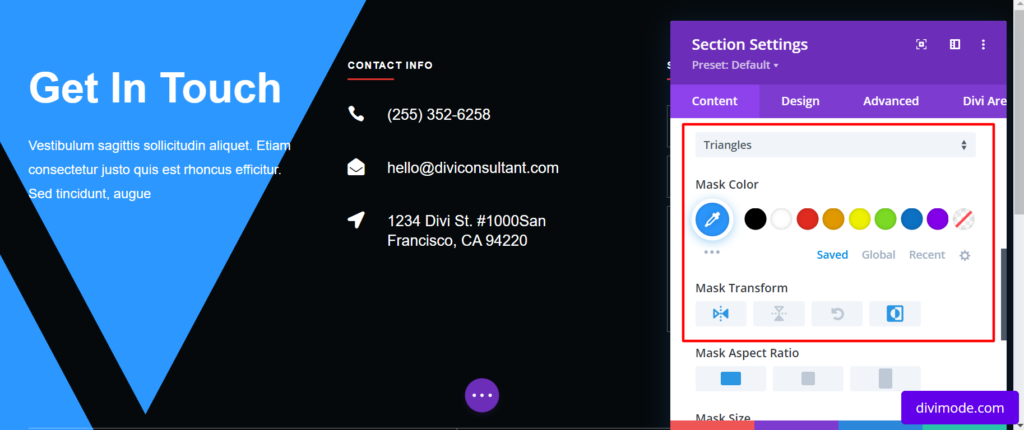 Add background masks to your Divi footer customization stage