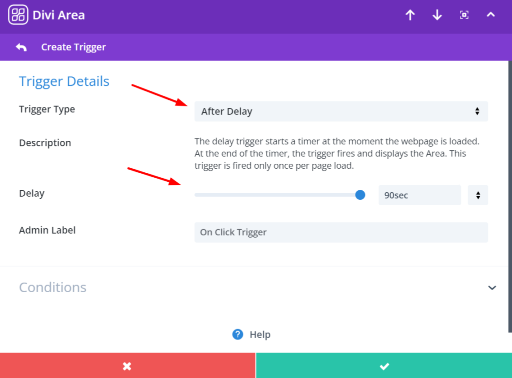 Creating after delay trigger with Divi Areas Pro